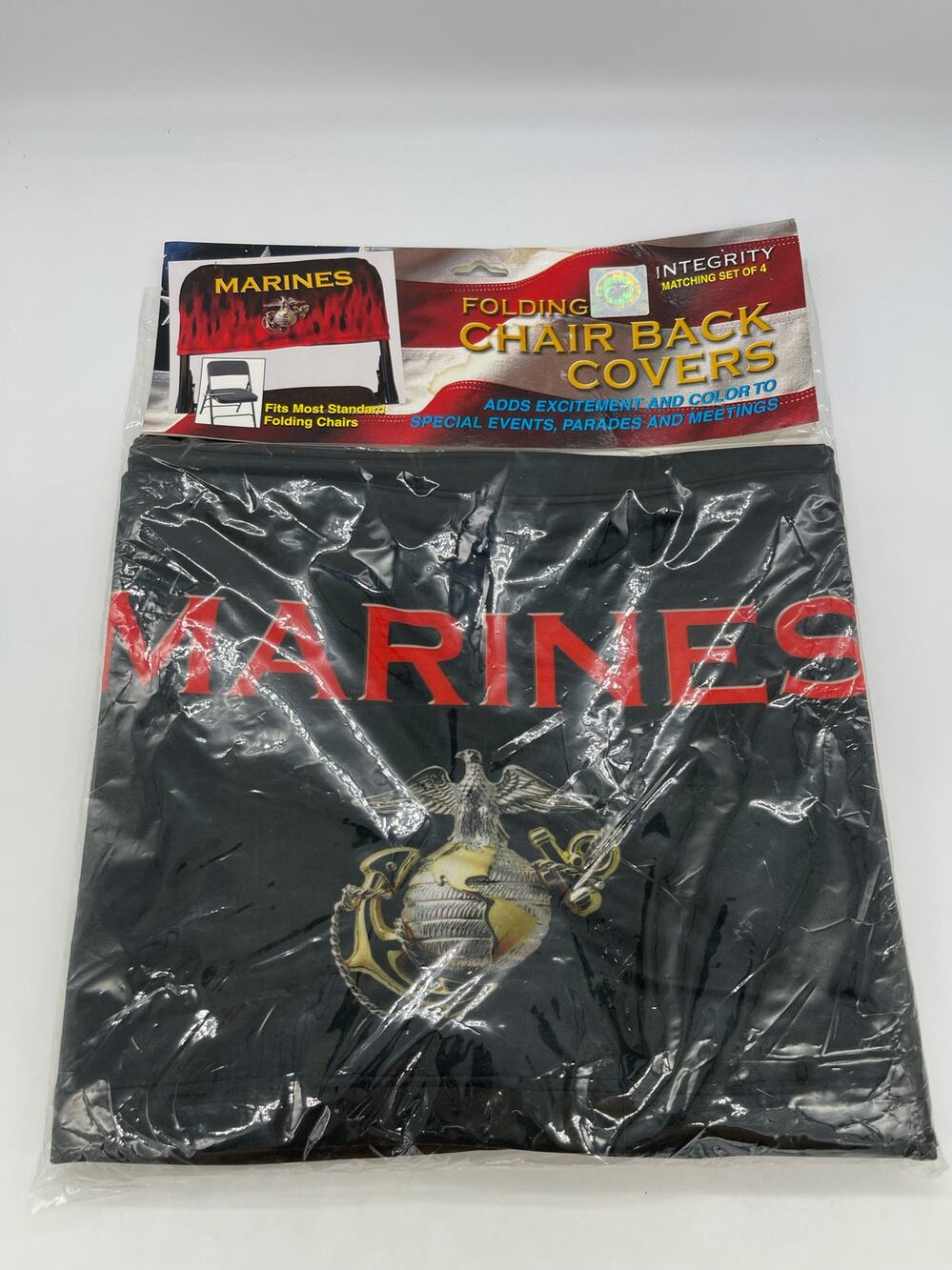 Integrity MARINES Matching Set of 4 Folding Chair Back Covers Made in the USA